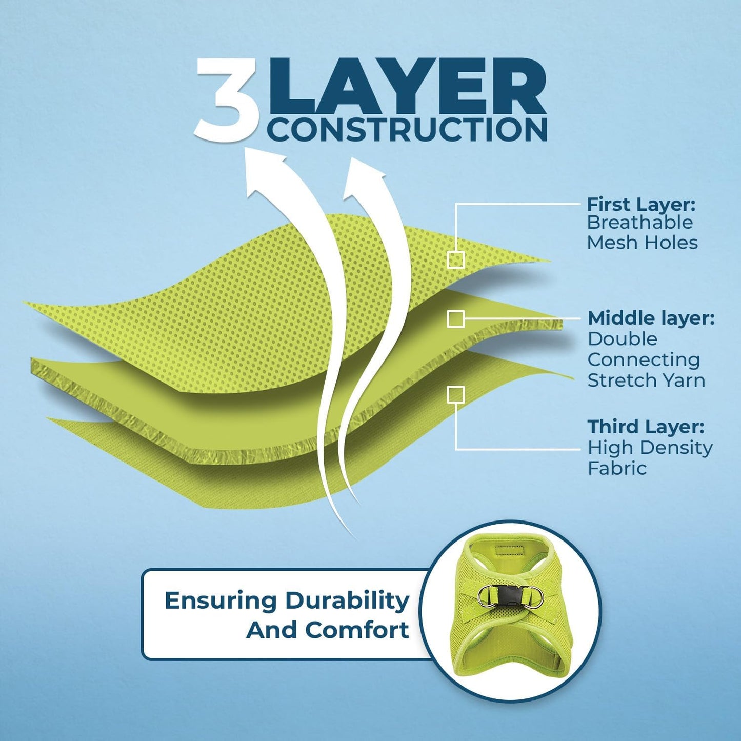 Best Pet Supplies Voyager Step-in Air Harness - All Weather Mesh, Reflective, No Pull Harness for Dogs, Cats - Secure with Hook & Loop Fastener, Buckle, Double D-Rings - Lime Green, M