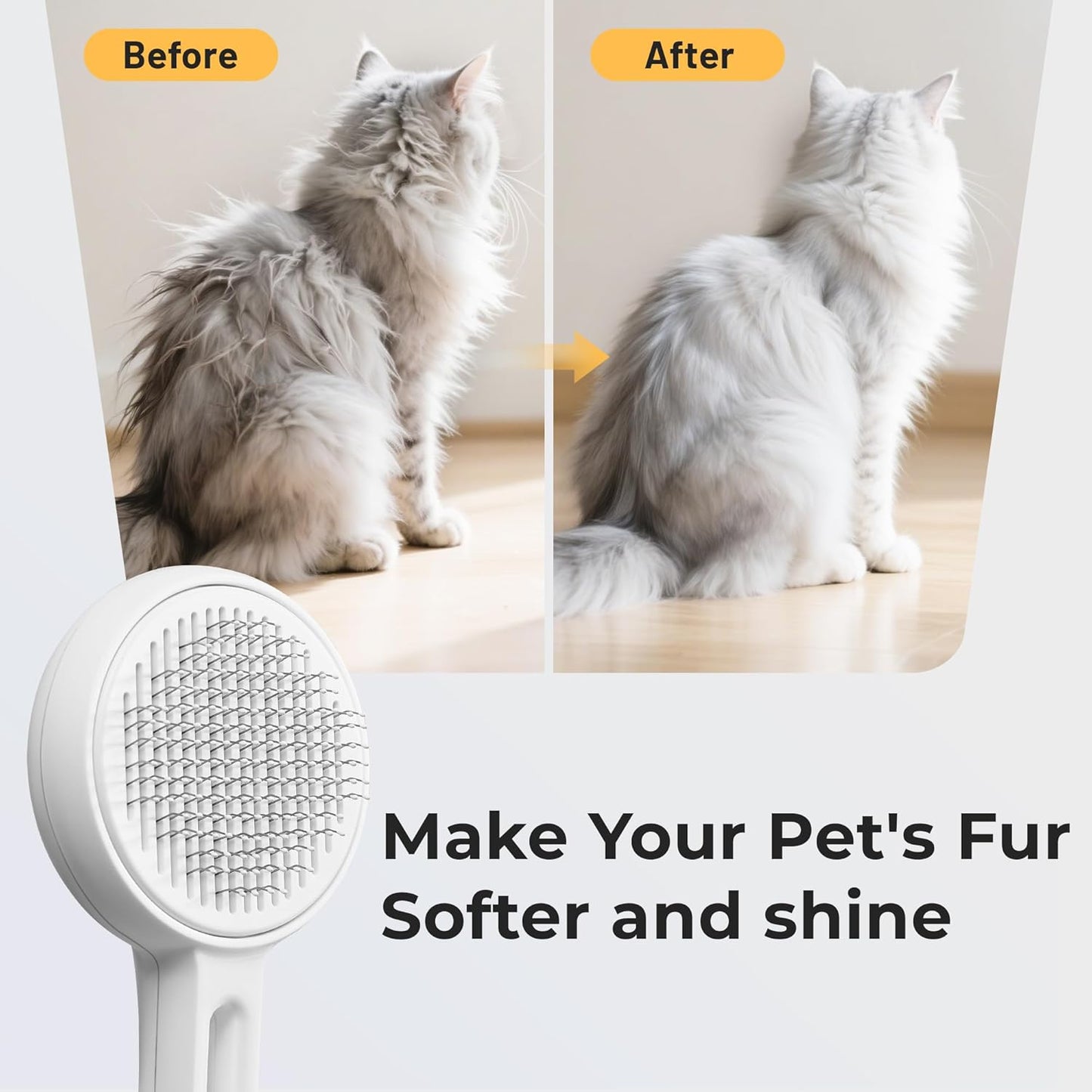 Self Cleaning Slicker Cat & Dog Brush - Skin Friendly Shedding Grooming Tool for Pets, Pet Supplies Accessories, Deshedding Comb for Short Long Haired Kittens, Massage Function to Removes Loose Fur
