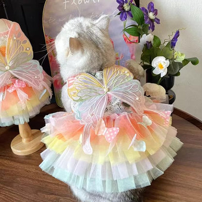 Cat/Small Dog Pretty Fairy Costume Clothing - Cute Dress Outfit for Spring Halloween Christmas Girl Party (2XL)