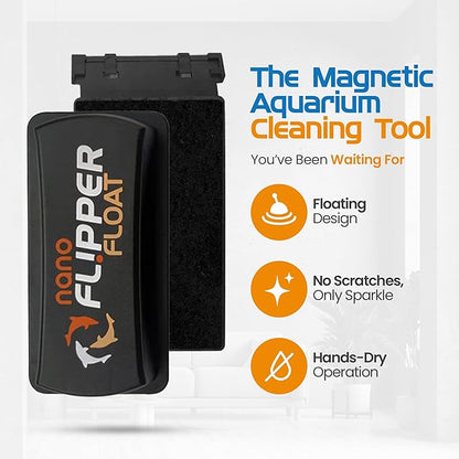 Flipper Cleaner Float - 2-in-1 Floating Magnetic Aquarium Glass Cleaner - Fish Tank Cleaner - Scrubber & Scraper Aquarium Cleaning Tools - Floating Fish Tank Cleaner, Nano