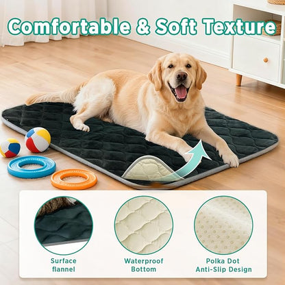 furrybaby Dog Crate Pad for Dog Cages Flat Crate Mat Kennel Pad with Anti-Slip Bottom Machine Washable for Pet Bed Sleeping (S 24x18'', Grey Mat)