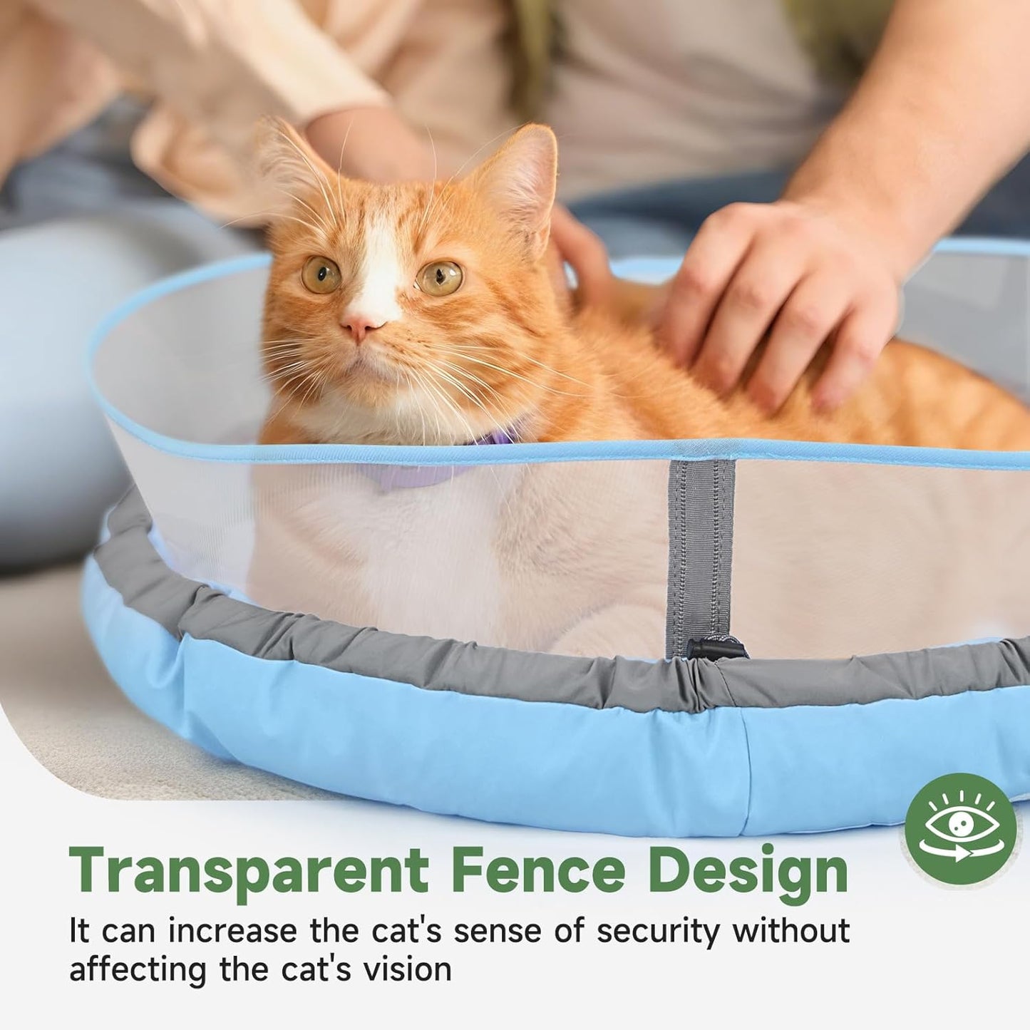 Cat Beds for Indoor Cats, Round Dog Bed for Small Dogs, Puppy, Kitten -Soft Plush Washable Cat Bed Calming with Protective Shield (Blue，18 Inches)