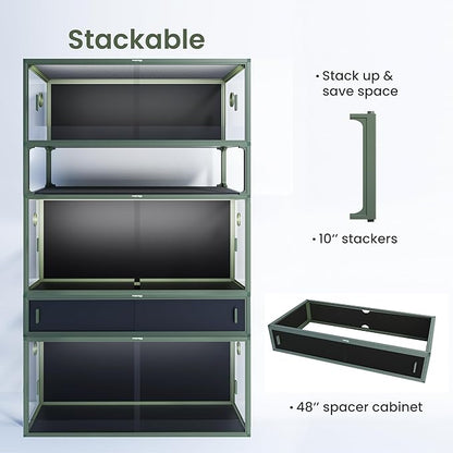 85 Gallon Reptile Tank, Front Opening Snake Tank for Easy Maintenance, Reptile Enclosure with Top Screen Ventilation 48''x24''x18''