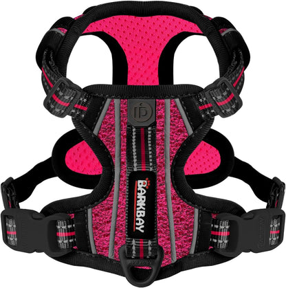 BARKBAY Dog Harness No Pull with ID Tag Pocket - Heavy Duty, Reflective, Easy Control for Small Dogs(Pink/Black,S)