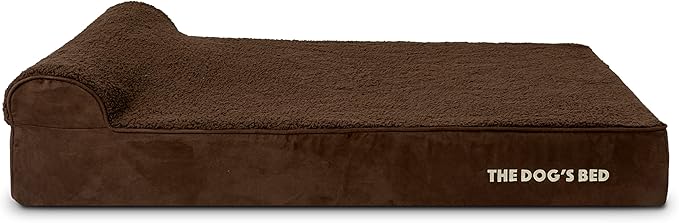 The Dog’s Bed Orthopedic Headrest Dog Bed XL Brown Plush, Memory Foam, Pain Relief for Arthritis, Hip & Elbow Dysplasia, Post Surgery, Lameness, Waterproof Washable Cover