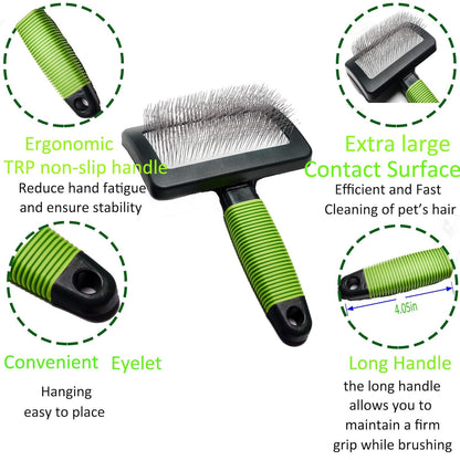 Dog Slicker Brush - Large Grooming Brushes for Dogs and Cats - Professional Groomer Supplies for Long Hair Pet - Slicker Brush For Goldendoodles-Easy To Use - Comfortable - Removes Long and Loose Hair