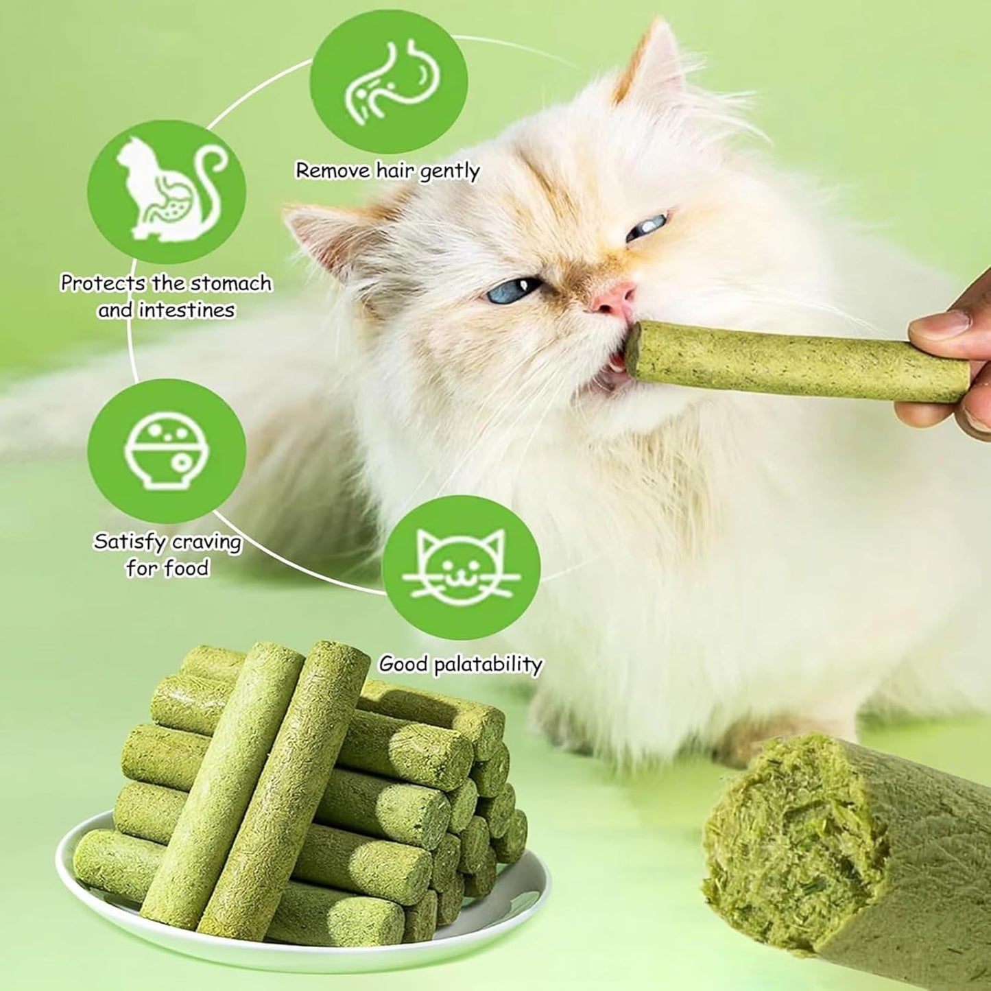6Pack Cat Toys Cats Grass Treat Catnip Toy with Silvervine for Indoor Kitten Toys Wood Kitty Chew Rope Grass Sticks for Teeth Cleaning Kitten Snack for Catnip Dental Care Self Play