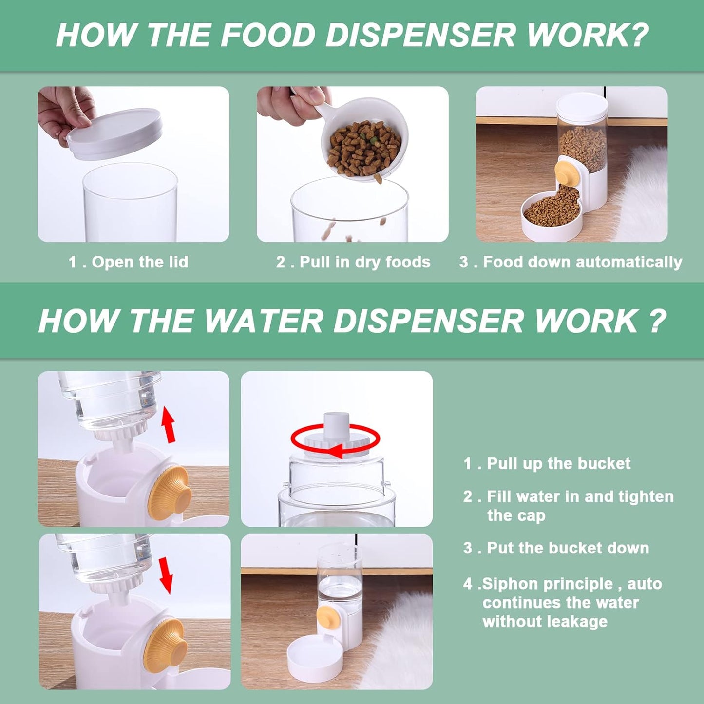 Hanging Automatic Food Water Dispenser,Gravity Rabbit Feeder and Water Dispenser Set,Cage Cat Food Bowl for Bunny Chinchilla Guinea Pig Hedgehog Ferret