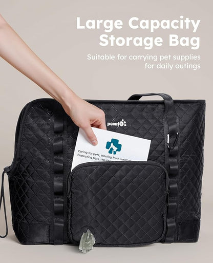 Pecute Dog Purse Carrier, Dog Carrier with Pockets for Small Dogs, Fits Dogs 7 lbs to 13 lbs, Cat and Puppies Tote Bag, Outing, Travel, Vet, XL,16.9" L x 7.9" W x 13.8" H, Black