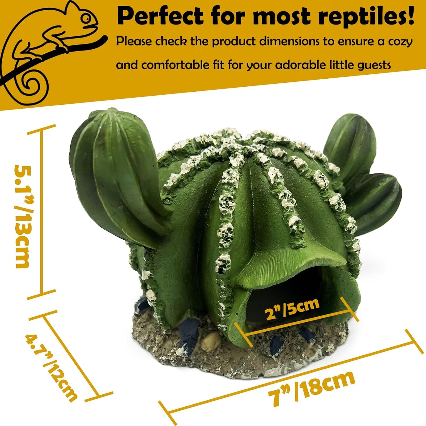 Cactus Reptile Hide Caves Lizard Bearded Dragon Leopard Gecko Hideout Terrarium Tank Accessories Turtle Snake Décor Amphibian Habitat Tortoise Personalized Decoration