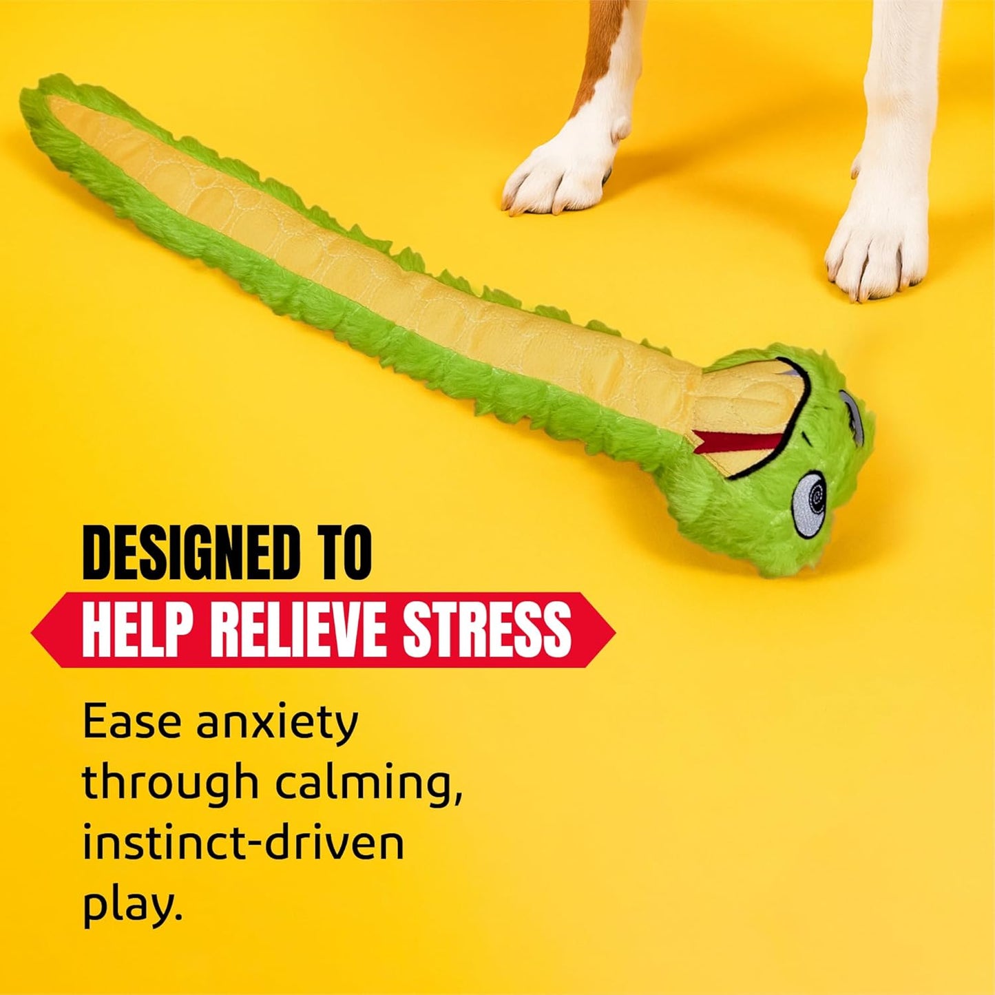 Bite Force -Durable & Strong Dog Toy Slither The Snake with Squeaker, Kevlar-Reinforced for Aggressive Chewers for Small Medium Large Dogs - Green.