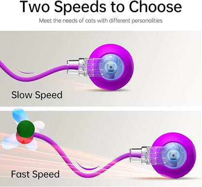 Interactive Cat Toys for Indoor Cats - Kitten Toy with Speedy Tail 2.0, Automatic Cat Toys for Bored Indoor Adult Cats, Motion-Activated, 2025 New Upgraded, USB Rechargeable (Purple)