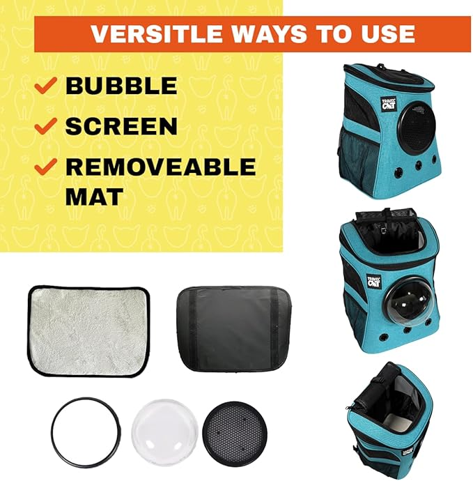 Fat Cat Backpack Carrier - Airline Approved Cat Carrier with Space Capsule Bubble for for Small Cats, Kitten - Premium Aqua Cat Carrier Backpack for Outdoor, Travel, Hiking, Pet Supplies