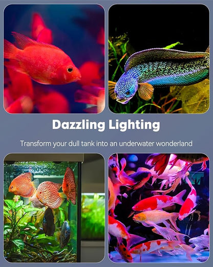Pawfly 8 Inch 8 W Aquarium Color Enhancement Light for 8" to 15" Fish Tanks, IPX8 Waterproof Aquarium Enhancing LED Light, Brilliant RGB Lights with 7 Single Effects Timer & Adjustable Brightness
