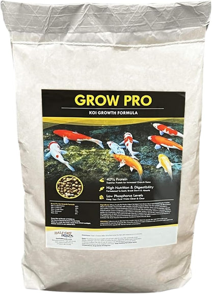 HALF OFF PONDS Grow Pro Koi Fish Food - 10 lb Floating Pellets, 3mm Size - Goldfish Food for Ponds - 40% Protein with Fish Meal & Probiotics - Designed for Rapid Growth & High Digestibility
