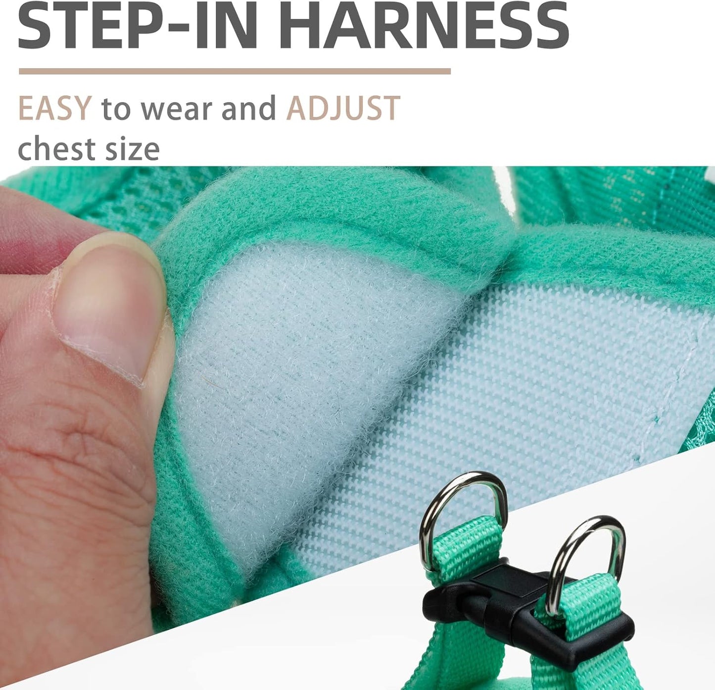 PUPTECK Adjustable Dog Harness Collar and Leash Set Step in No Pull Pet Harness for Small Medium Dogs Puppy and Cats Outdoor Walking Running, Soft Mesh Padded Reflective Vest Harnesses, Solid Green M