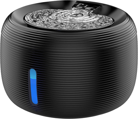 SIBAYS Cat Water Fountain, 3.5L/118oz Large Capacity Pet Water Fountain Cat Fountains for Drinking, Automatic Quiet Dog Water Bowl Dispenser with LED Light & Water Level Window(FS77, Black)