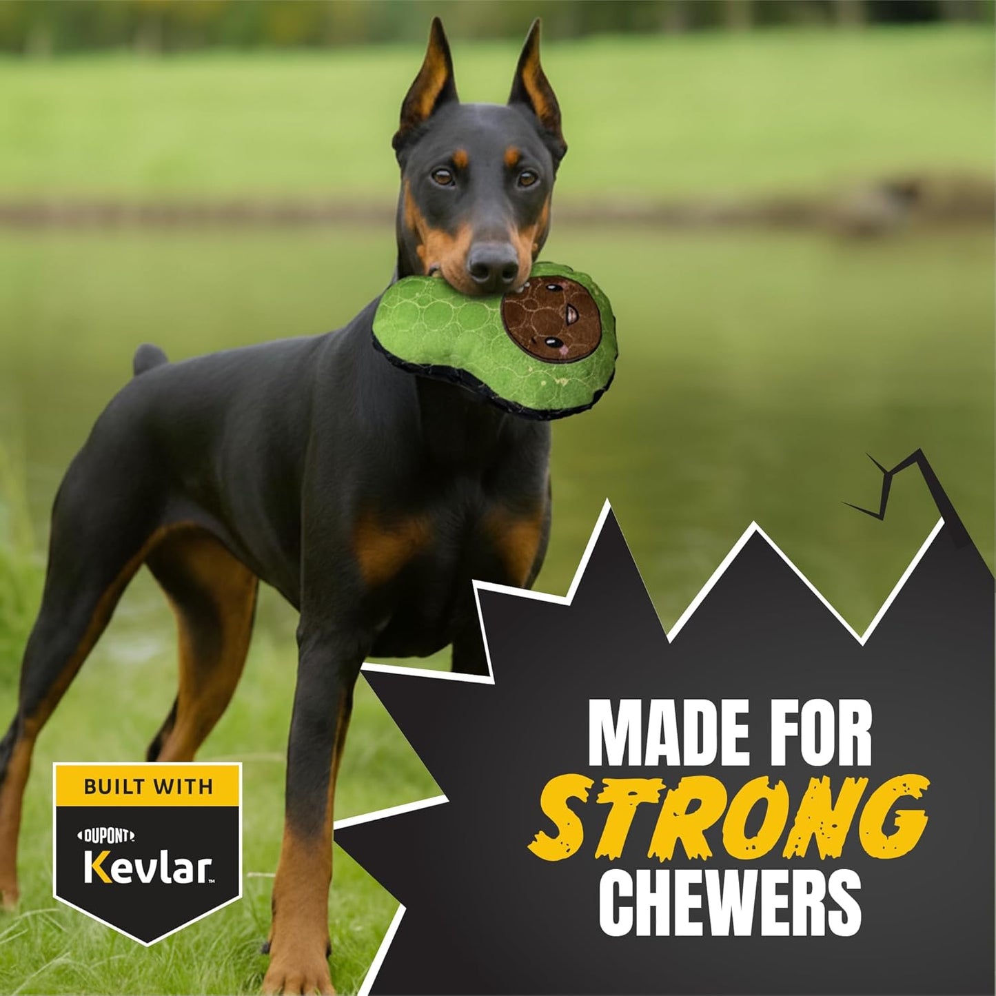 Bite Force - Durable & Strong Dog Toy Avocado Squeaker, Kevlar-Reinforced for Aggressive Chewers for Small Medium Large Dogs - Green.
