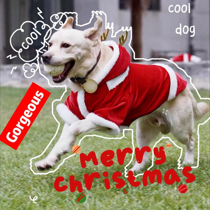 Christmas Dog Hoodie for Small Medium Large Dogs, Santa Claus Dogs Hoodie Christmas Cosplay Clothes Reindeer Dog Costume Outfits Pullover L