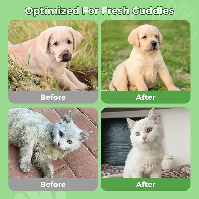 Vannon Extra Thick Pet Bathing Wipes for Dogs & Cats, Cleaning & Odor-Controlling Grooming Gloves, Nourish Fur Glove Wipes for Daily Care and Traveling, Rinse Free, Coconut Scent, 4 Pack, 24 PCS