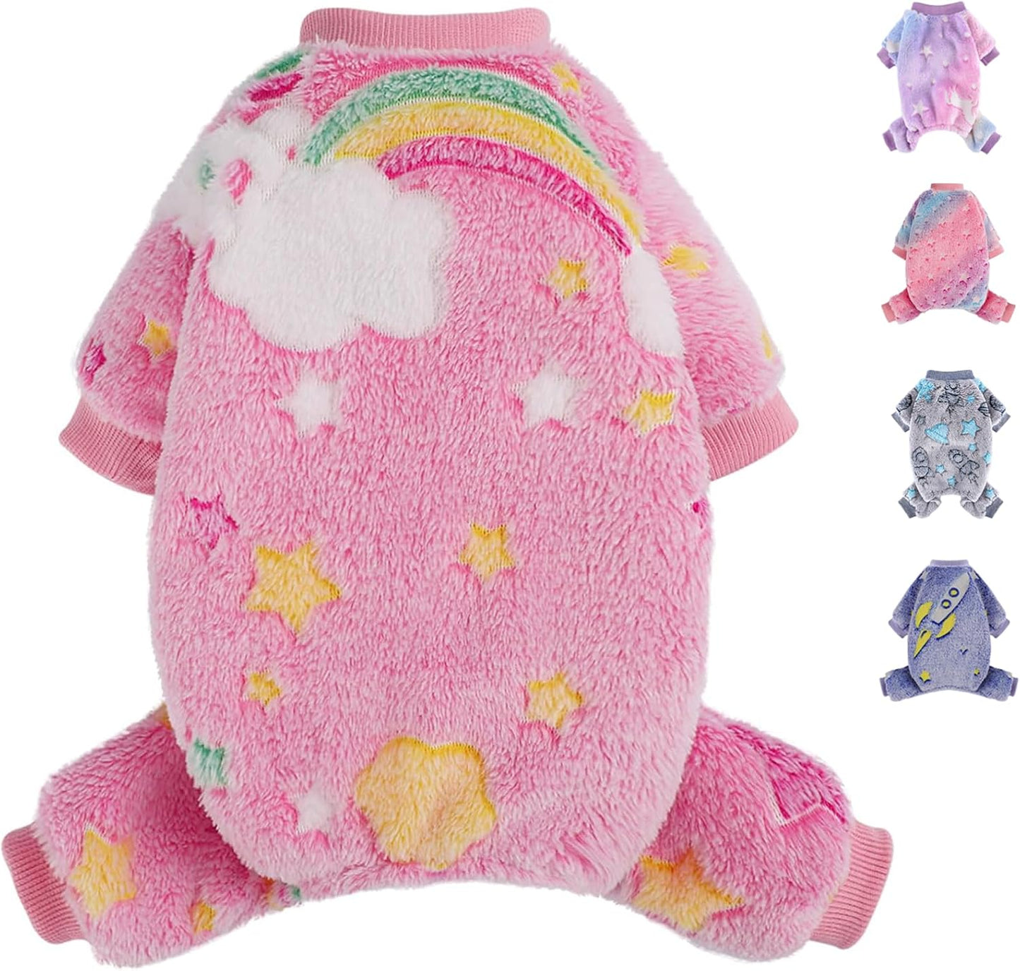 Fleece Dog Pjs - Cute Extra Small Puppy Clothes, Soft & Stretchy Dog Onesies for Chihuahua Yorkie Cat, XS