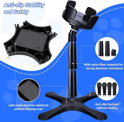 Dog Bowls,Elevated Adjustable Dog Bowl Stand with 3 Heights & Tilted Feeding Design, Raised Stand Compatible with Medium & Large Breeds(with Stainless Steel Bowls-Black)