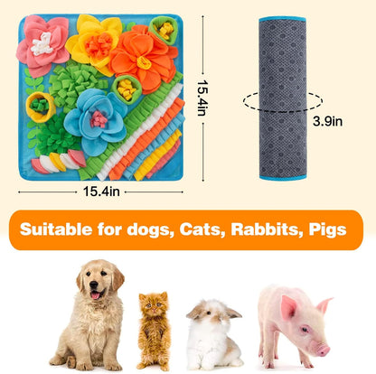 Snuffle Mat for Dogs, Sniff Mat Slow Feeding Mat for Small Pets Cats, Rabbits - Help Stress Relief and Training - Stimulate Your Pet's Foraging Skills! (Blue)
