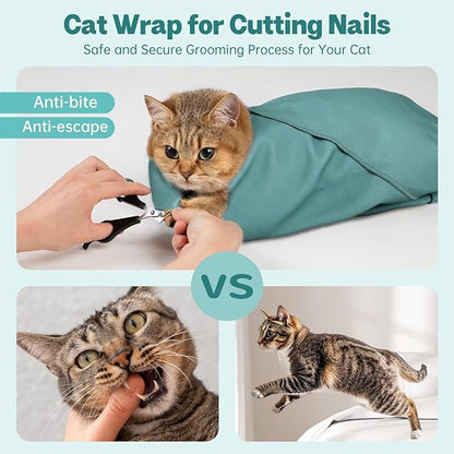 Paw Legend 27.6" Cat Wrap for Grooming Cat Wrap for Cutting Nails Cat Restraint for Nail Clipping Self Adhesive Blanket Restraint Cloth for Cats Within 15lbs