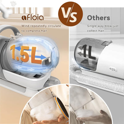 Dog Grooming Vacuum Kit, All-in-One Pet Grooming Vacuum with Pet Clippers, Low Noise Dog Hair Vacuums with 1.5L Dust Cup, Dogs deshedding Vacuums Brush for Dogs Cats