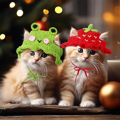 Weewooday 5 Pieces Cat Costume Halloween Bunny Hat Outfit with Ears Funny Cat Hat and Small Dogs Kitten Puppy Party Christmas Easter Costume Accessory Headwear(Vivid Style)