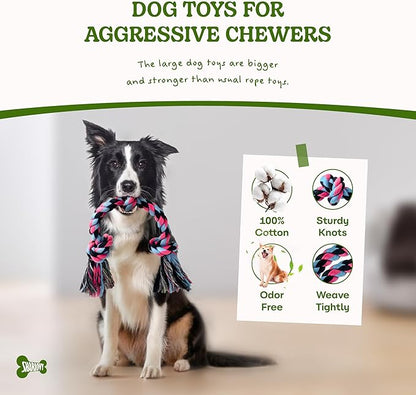 SHARLOVY Dog Rope Toy for for Medium Dogs, Durable Cotton Dog Chew Toys for Aggressive Chewers, Interactive Tug of War Dog Toys for Medium to Large Breed
