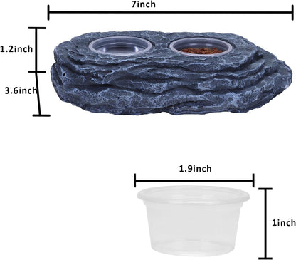 AIICIOO Crested Gecko Feeding Ledge Strong Magnetic Pet Food Bowl and Water Dish with 6 Pack Plastic Reptile Food Cups for Frog Chameleon Tortoise Lizard Pets