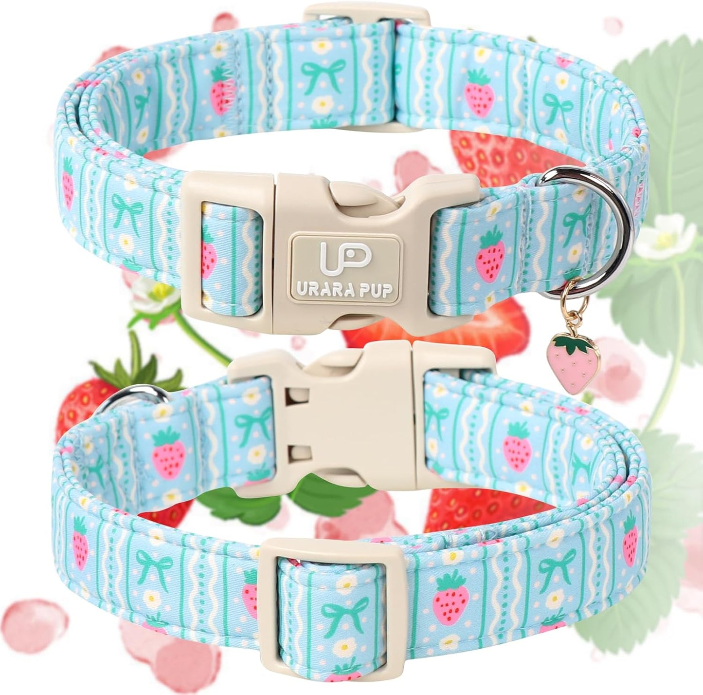 Dog Collar-Adorable Spring/Summer Puppy Collars-Adjustable Strawberry Pet Collar for Small,Medium,Large Dogs