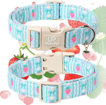 Dog Collar-Adorable Spring/Summer Puppy Collars-Adjustable Strawberry Pet Collar for Small,Medium,Large Dogs