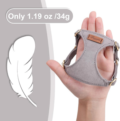 Puppytie No Pull XXS Puppy Harness with Multifunction Dog Leash,Soft Adjustable No Choke Escape Proof Pet Harness Vest,Silver Grey,XXS