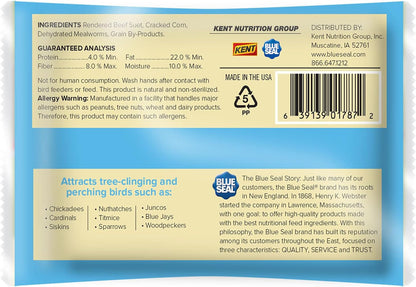 Blue Seal Mealworm Medley Suet Dough Cake | No Mess Wild Bird Suet | Attracts a Variety of Wild Birds | Melt Resistant | Year-Round Feeding | Food for Wild Birds | Made in The USA | 12 oz (12 Pack)