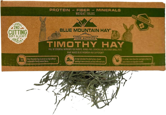 Blue Mountain Hay | Fresh 2nd Cutting Timothy Grass Hay (10 Pounds) | Soft & Leafy, Balanced Nutrition | High-Altitude Hay Pet Food for Adult Rabbits, Guinea Pigs, Chinchillas, and Other Small Pets