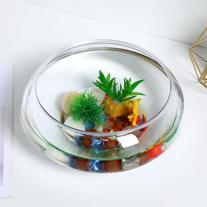 Clear Fish Bowl Vase Bubble Bowl Transparent Aquarium Tank, Betta and Goldfish Tank, Desktop Office Decor, 2800ml, Plastic, 9.52 x 9.52 x 3.93 Inch