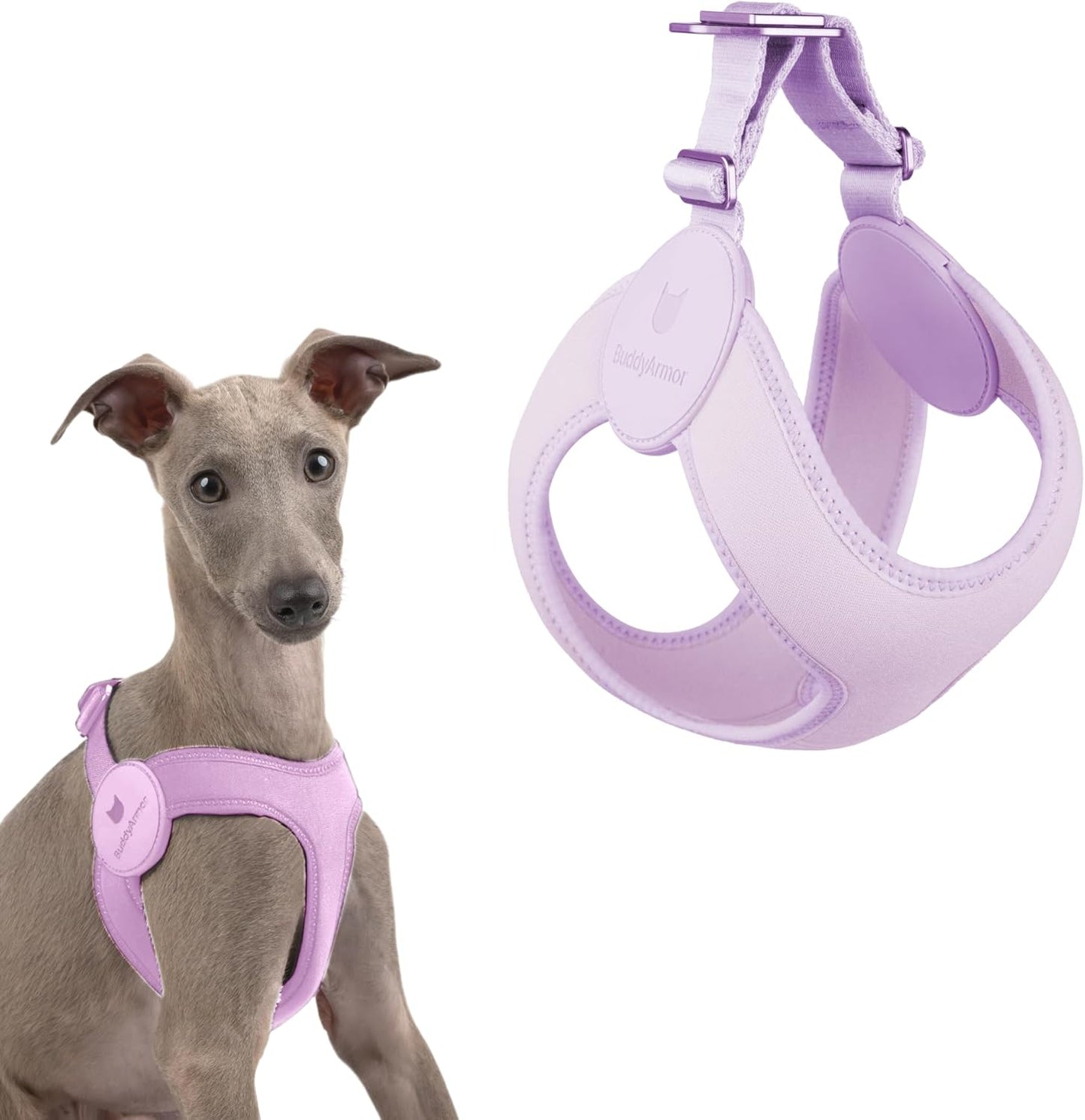 Ultra Comfortable Dog Harness Adjustable Soft Dog Vest, Alloy Buckle Closure Lightweight Stretchy Puppy Harness Step in for Small Sized Dogs Walking Training (Monet Purple, L 18.9-20.8")