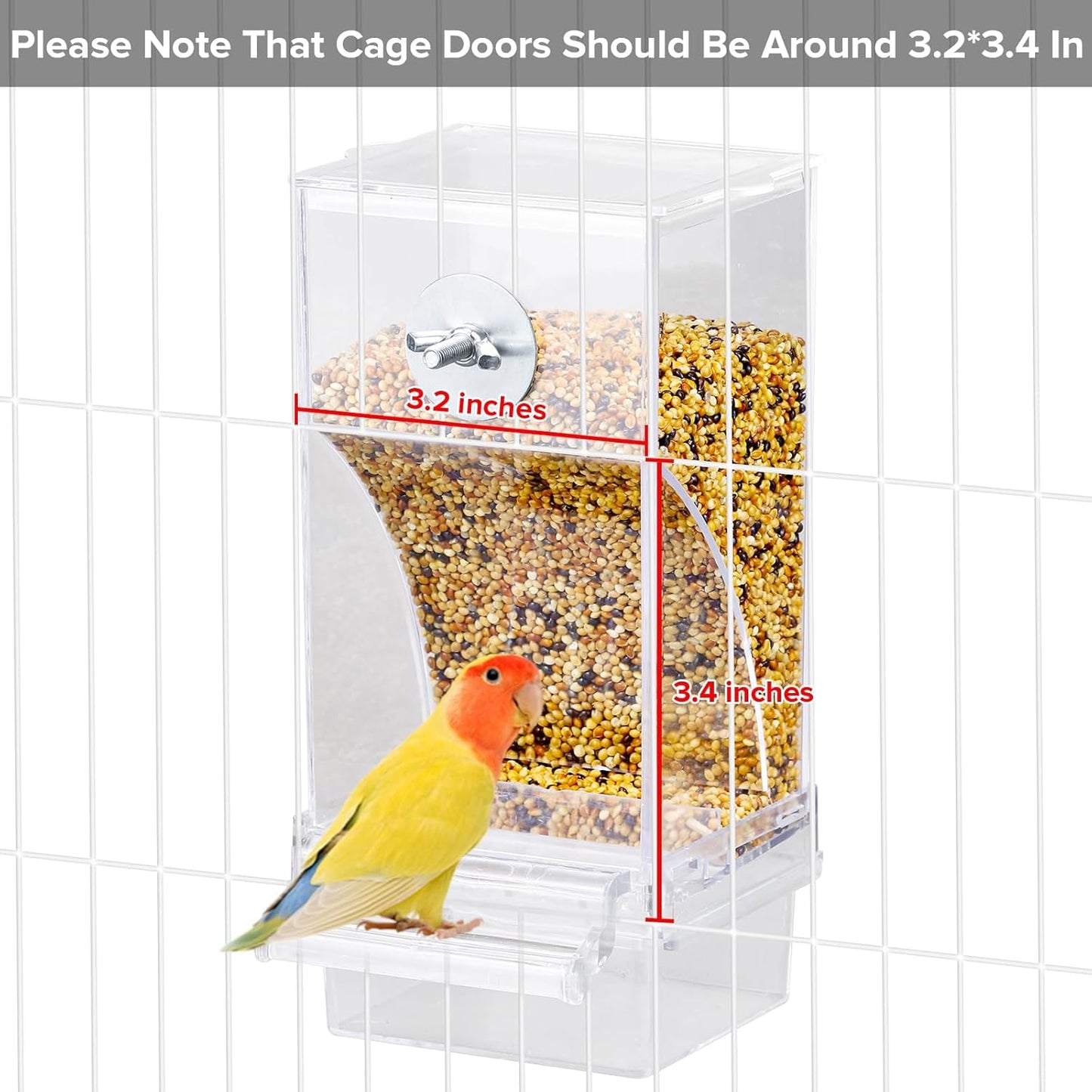 No Mess Bird Feeder Water Dispenser Set, Parakeet Cage Accessories, Bird Feeder and Waterers in Cage for Cockatiels, Finches, Lovebirds, Budgies, Canaries