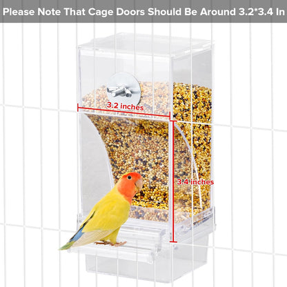 No Mess Bird Feeder Water Dispenser Set, Parakeet Cage Accessories, Bird Feeder and Waterers in Cage for Cockatiels, Finches, Lovebirds, Budgies, Canaries