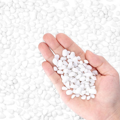 Meschett Colorful Glass Stones, 1 LB Fish Tank Gravel, Small Irregular Rainbow Aquarium Gravel for Aquarium Decorations and Turtle Tank, Sea Glass Beads Crystals for Fish Bowl, Vase Filler,White