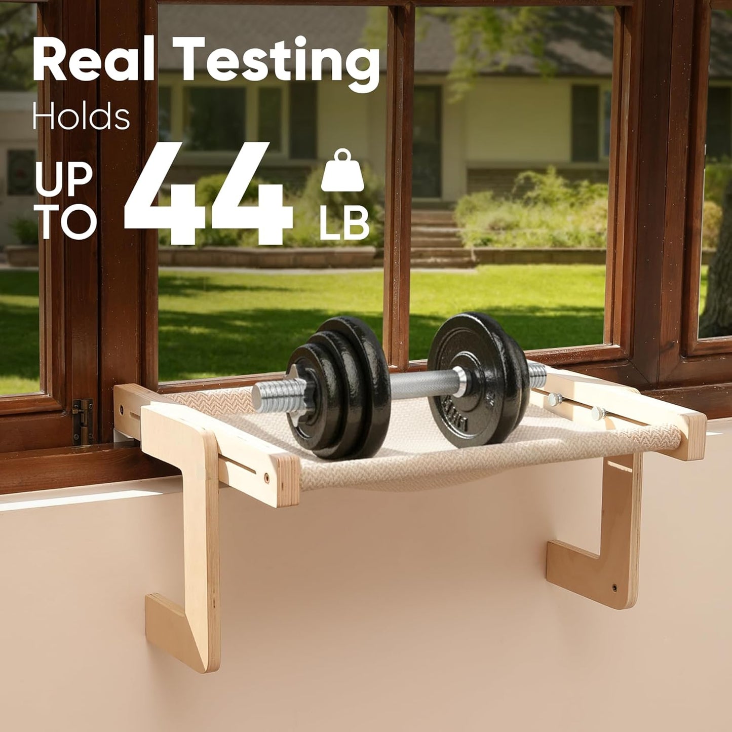 FUKUMARU Cat Window Perch, Transformable Cat Hammock for Windowsill and Floor, Cats Window Bed for Large Cats and Kittens, Reinforced Wood and Metal Frame, Easy to Adjust & Assemble Pet Pech Beds