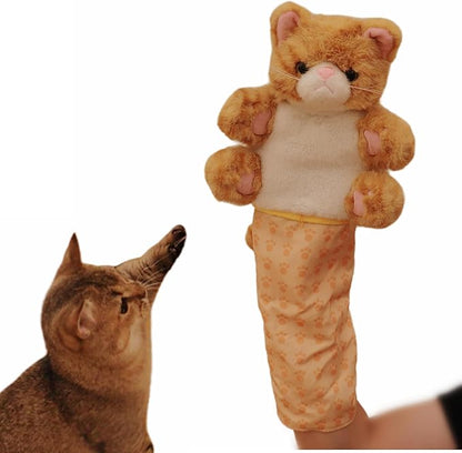 Realistic Cat Wrestling Glove Toy – Interactive Hand Toy with Lifelike Design, Soft Short Plush, Flexible Finger Control & Full Arm Protection – Quality Safe Cat Play & Snuggle Companion