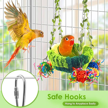KATUMO Bird Nest, Conure Breeding Bed Parrotlet Snuggle Nest Lovebird Bed Bird Swing Bed for Small Birds, Size Small