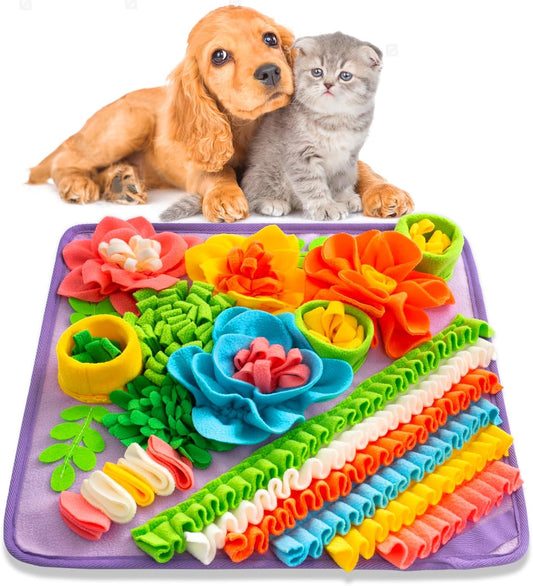 Snuffle Mat for Dogs, Sniff Mat Slow Feeding Mat for Small Pets Cats, Rabbits - Help Stress Relief and Training - Stimulate Your Pet's Foraging Skills! (Purple)