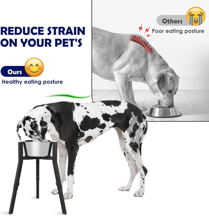 Elevated Dog Bowl Stand for Large Dogs, Adjustable Height & Width,Single Raised Dog Food Water Holder,Bowl Not Included