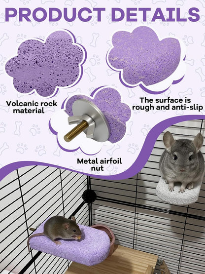 Chinchilla Lava Ledges Rat Climbing Platform 2 Pack Pumice Ledge Shelf Pet Chewing Grinding Toys Small Animals Cage Accessories for Totoro Squirrel Guinea Pig Hamster Purple
