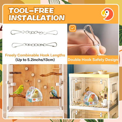 SUSOO Plush Warm Bird Nest House - Hanging Snuggle Bed Velvet Shed Hut Cage Fluffy Hideaway Winter Sleeping Hammock for Parrot Parakeet Conure Cockatiel Budgies Lovebird (White, M)