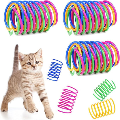 Cat Spring Toys, Bouncy Coil Kitty Cats Spiral Spring Toy for Indoor Cats Heavy Interactive Cat Toys Springy Chew Toys Colorful Springs Cat Toy for Biting, Swatting, Hunting Entertainment Kitten Toys